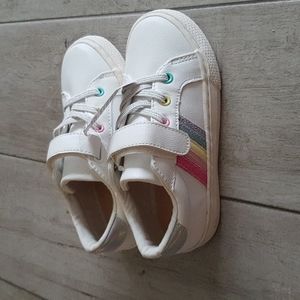 Childrens place shoes size 11 white  glitter stripes new with tag